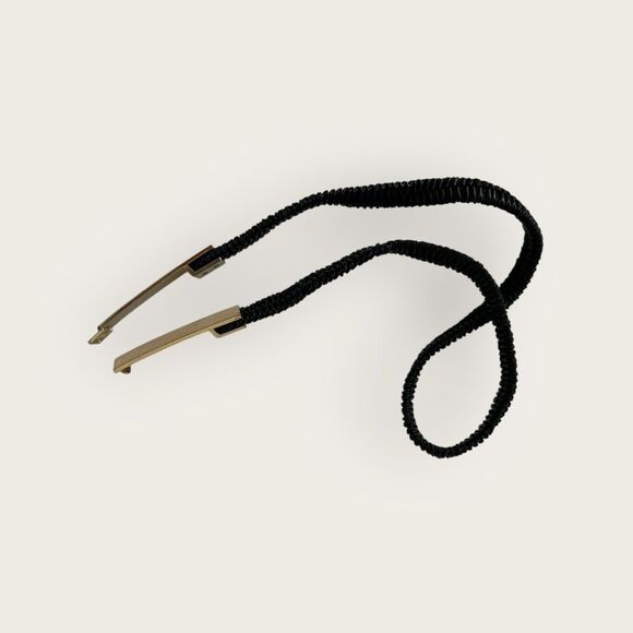 Black leather belt stretchy gold tone buckles - Picture 4 of 4